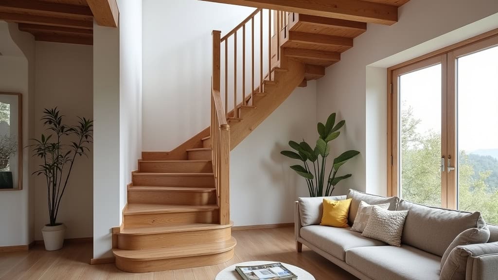 Monte-escalier droit installé sur un escalier en bois dans une maison traditionnelle de Fareins