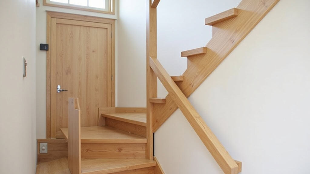 Monte-escalier droit installé dans un escalier en bois d