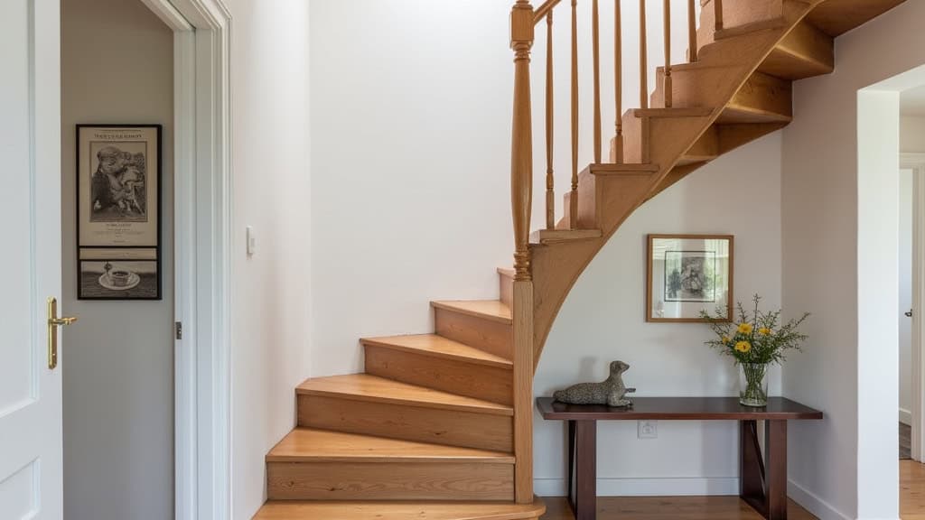 Monte-escalier installé sur un escalier tournant dans une maison traditionnelle à Ferrière-la-Petite