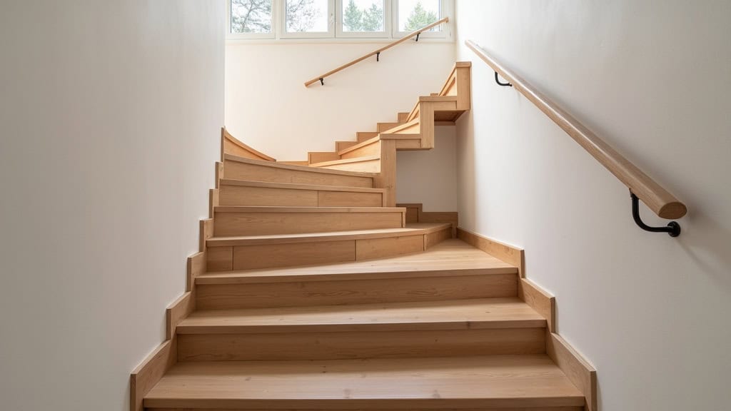 Monte-escalier droit installé dans un escalier en bois dans une maison de Feurs, avec une assise pliable et un rail discret