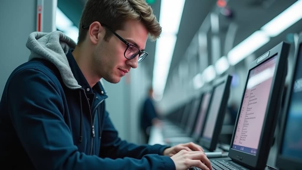 Technicien en train d