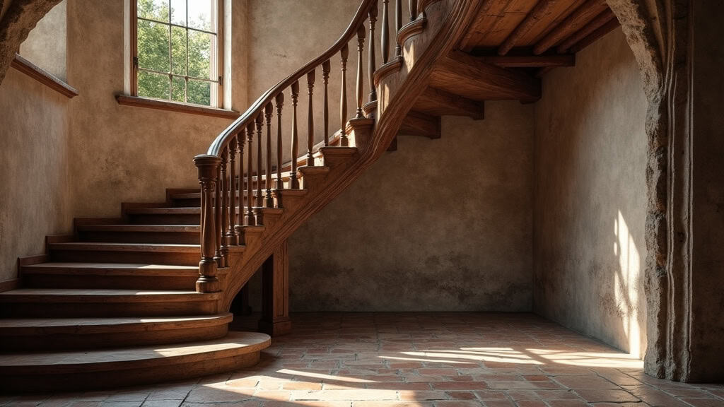 Escalier en bois ancien d