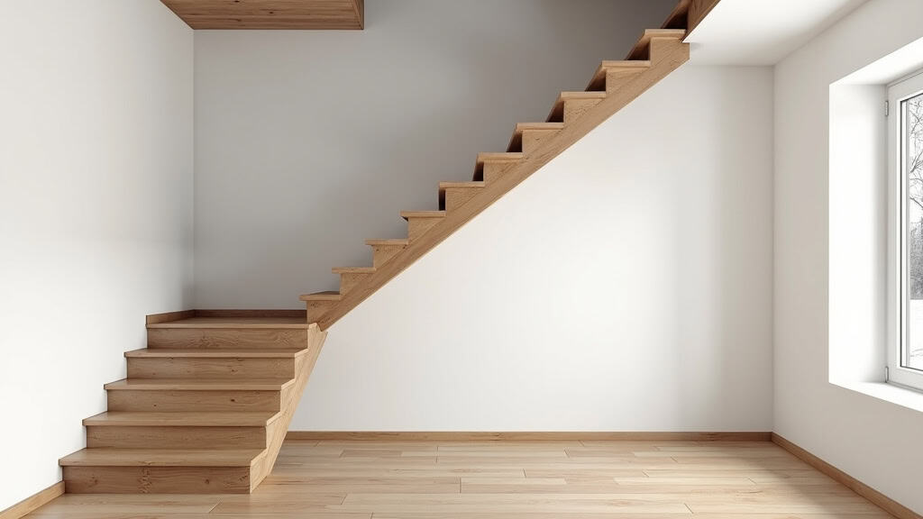 Monte-escalier droit installé dans une maison traditionnelle de Fort-de-France avec escalier en bois et murs blancs