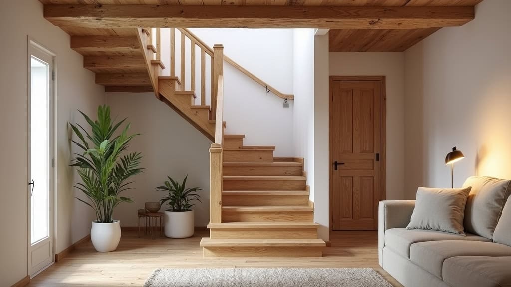 Monte-escalier droit installé sur un escalier en bois dans une maison traditionnelle de Fortschwihr