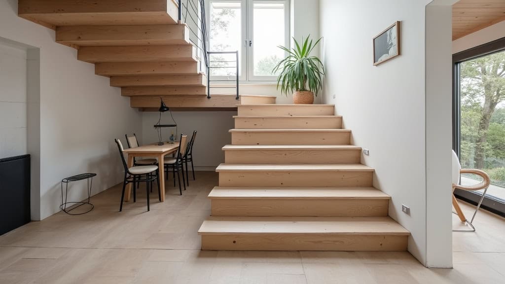 Monte-escalier tournant installé dans une maison à Fréhel avec escalier en colimaçon