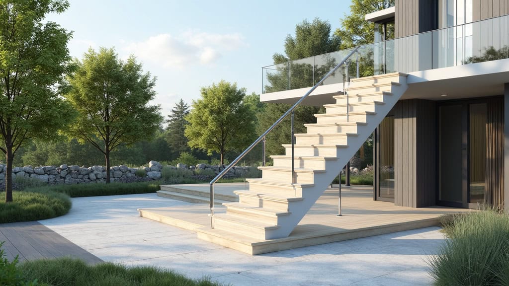 Monte-escalier extérieur installé sur une terrasse à Givenchy-lès-la-Bassée, permettant l