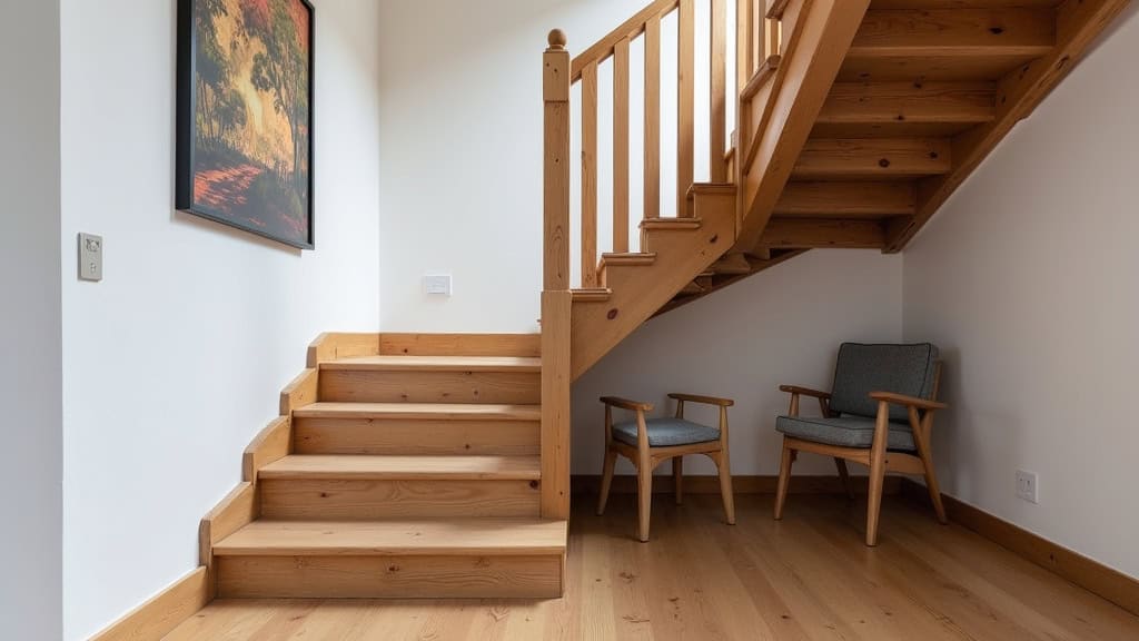 Monte-escalier droit installé sur un escalier en bois dans une maison traditionnelle de Grand