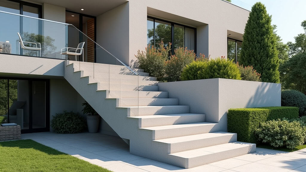 Monte-escalier extérieur installé devant une maison à Grand-Fort-Philippe