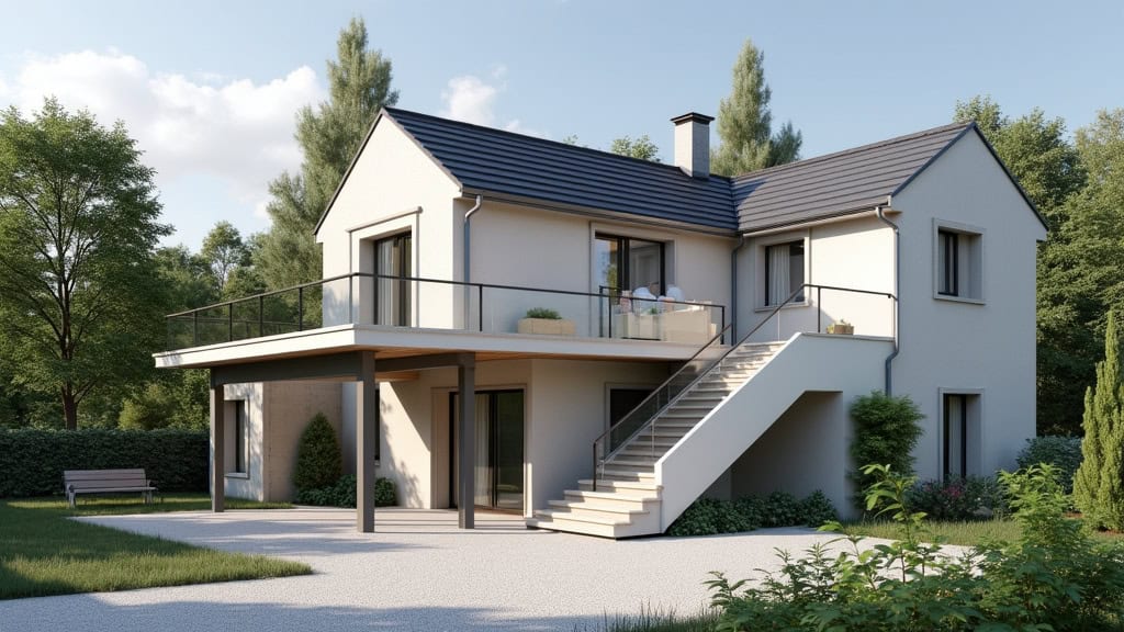 Monte escalier extérieur installé devant une maison à Guiclan