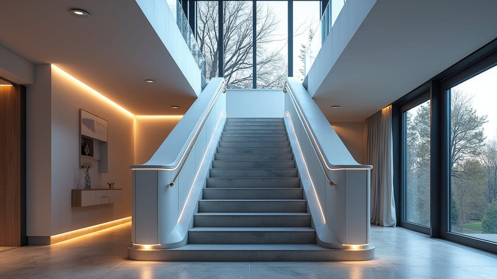 Monte-escalier haut de gamme en 2025 avec écran tactile et connexion Wi-Fi, intégré dans un intérieur moderne de Bantzenheim