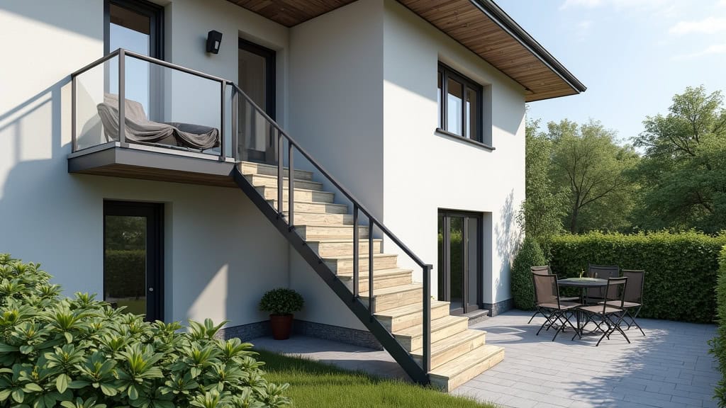 Monte-escalier extérieur installé devant une entrée de maison à Heuringhem, avec siège et rail en aluminium résistant aux intempéries