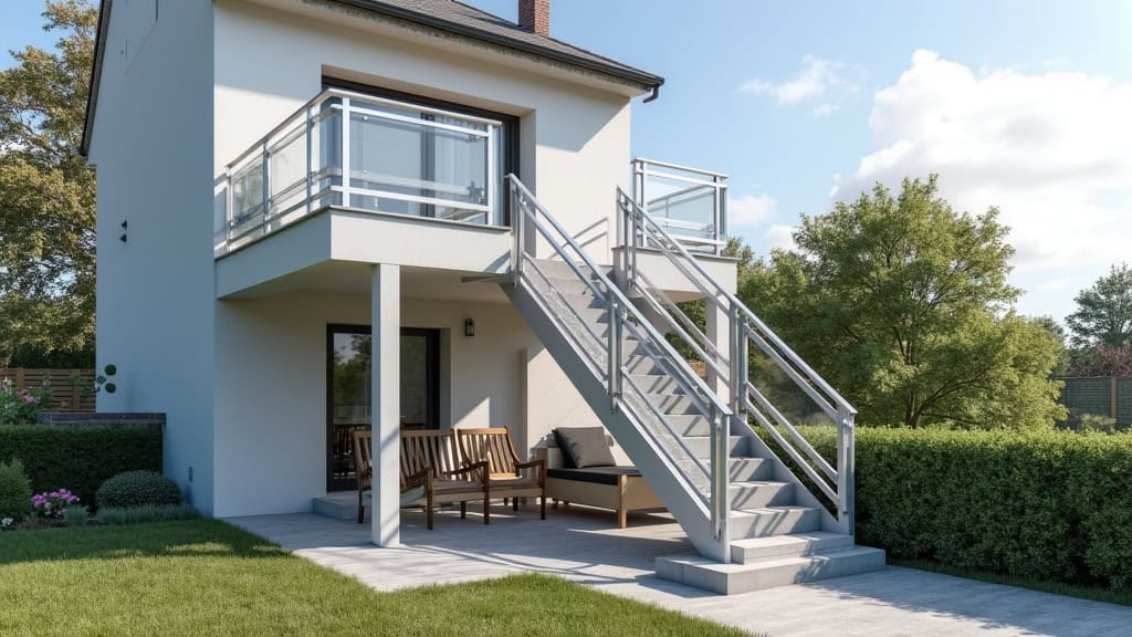 Monte-escalier extérieur en aluminium anodisé, installé sur l