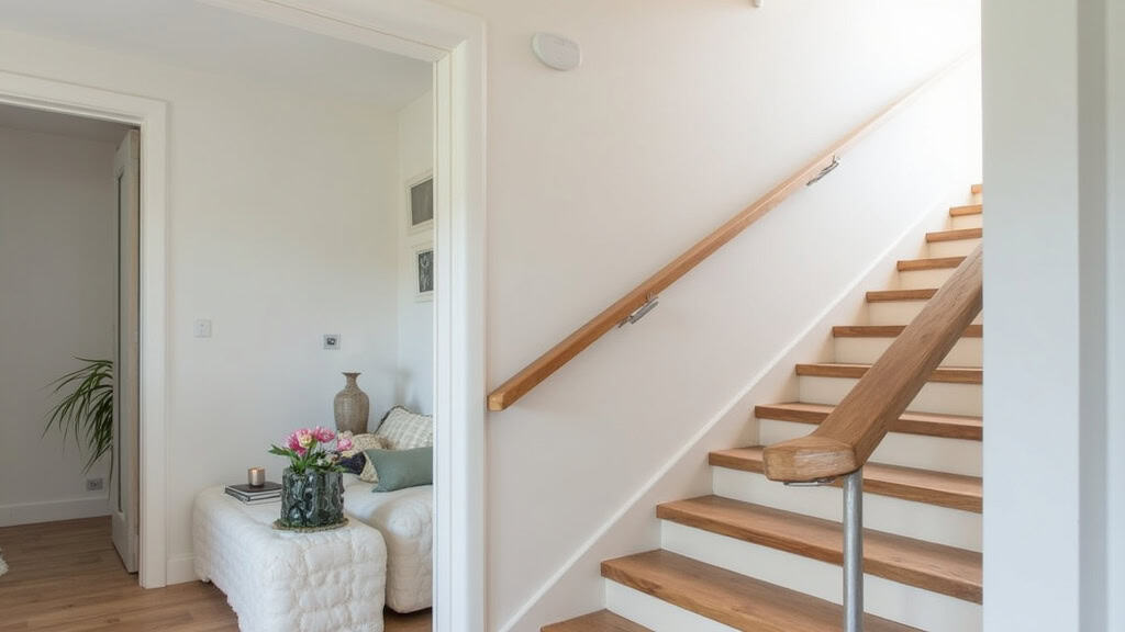 Monte-escalier installé dans un escalier intérieur à Beaulieu-sur-Loire, avec rail discret et siège ergonomique