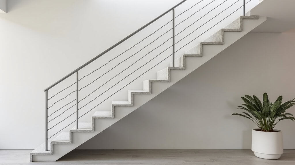 Monte-escalier installé dans une maison de Boussac, visible mais discret, avec rail en aluminium et siège en tissu, intégré harmonieusement à l