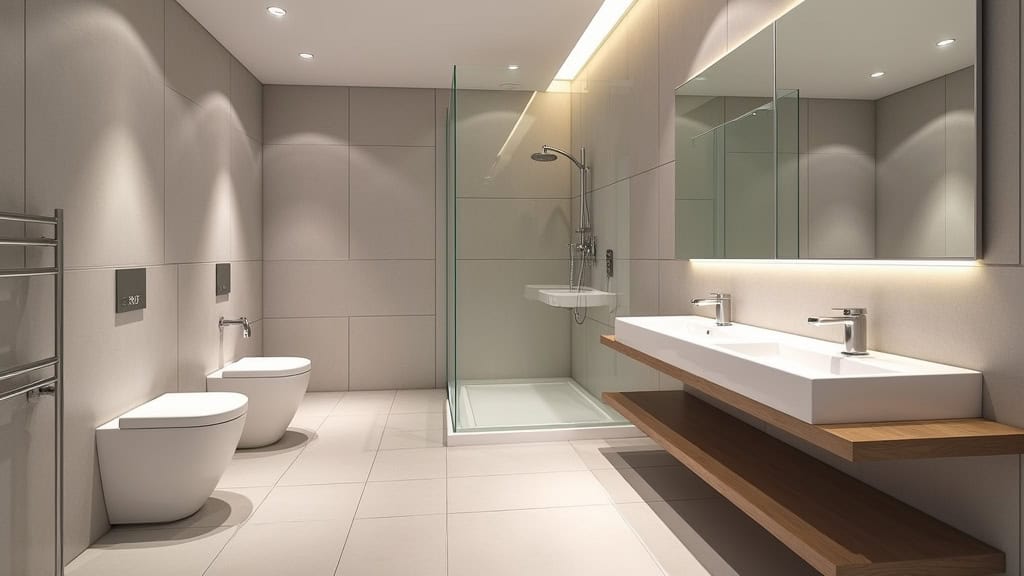 Monte-escalier installé dans une salle de bain à Villeron avec éclairage intégré