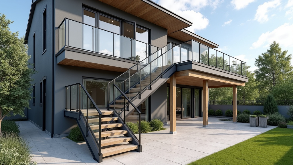 Monte-escalier installé en extérieur dans une propriété à Steinbach