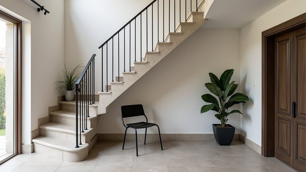 Monte-escalier installé sur un escalier en pierre à Cucuron, avec rail discret et siège noir