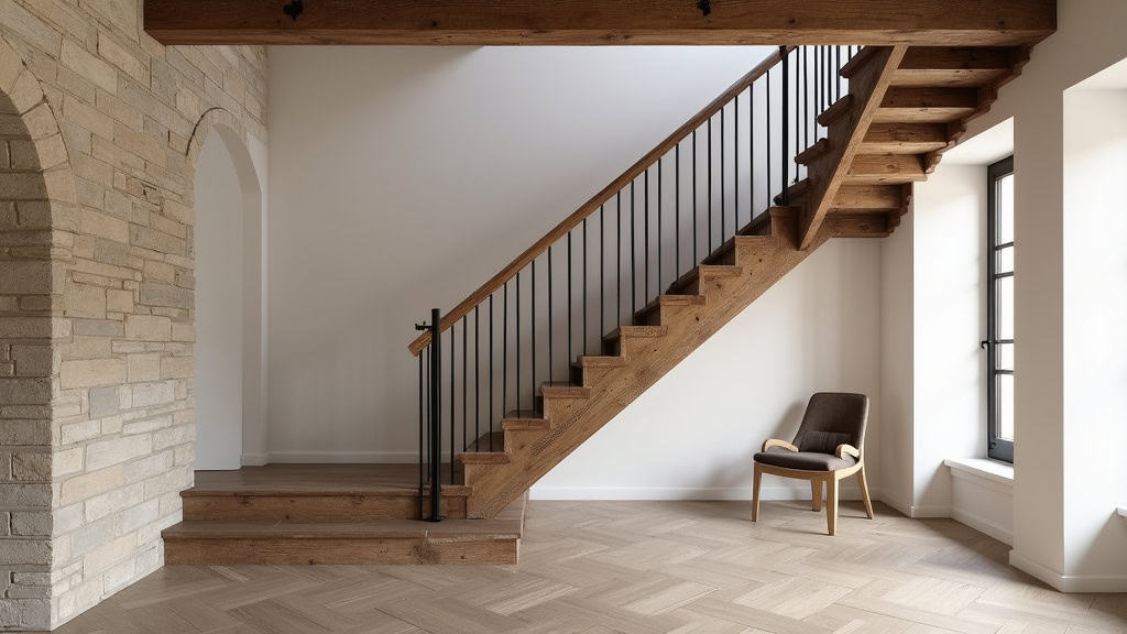 Monte-escalier installé sur un escalier intérieur droit à Abbaretz, dans une maison traditionnelle en pierre