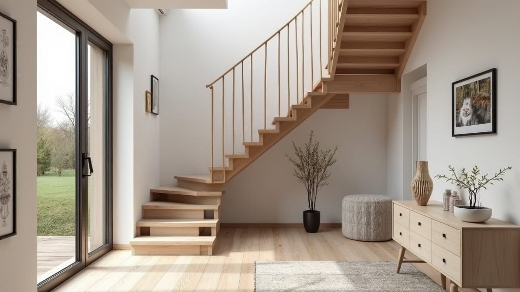 Monte-escalier droit installé dans une maison traditionnelle d