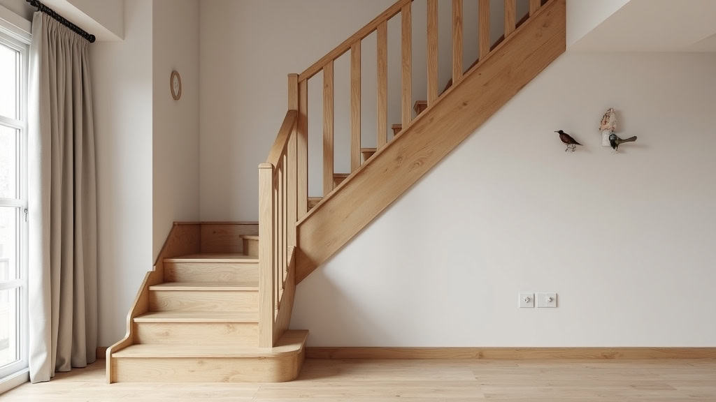 Monte-escalier courbe en bois clair installé dans une maison traditionnelle d
