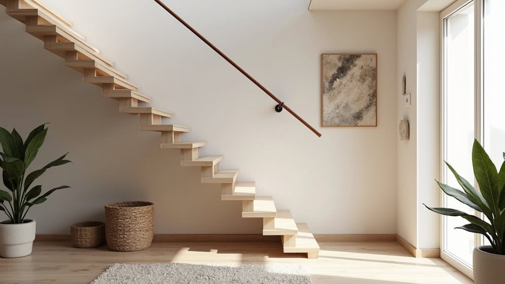 Monte-escalier droit installé sur un escalier droit dans une maison à Jarzé Villages