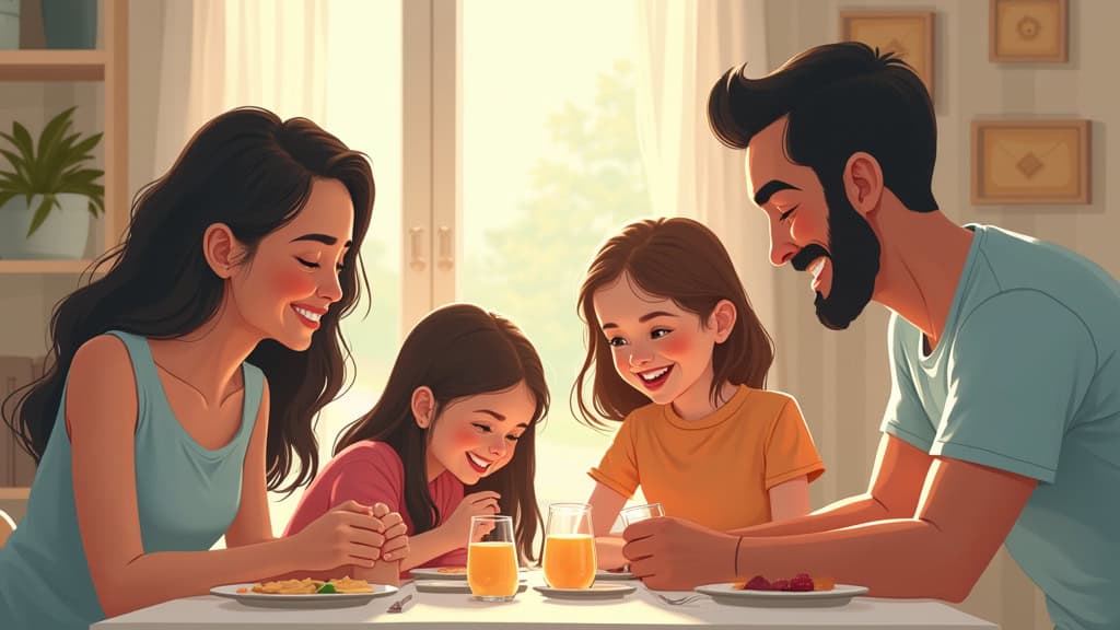 Famille réunie sur l