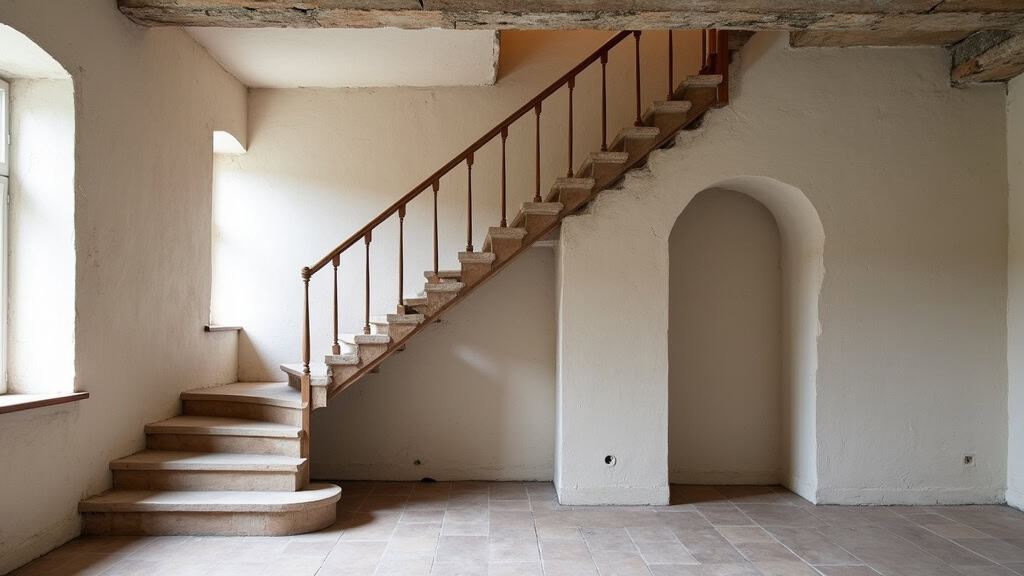 Monte-escalier courbe adapté à un escalier en L dans une maison ancienne de Joigny