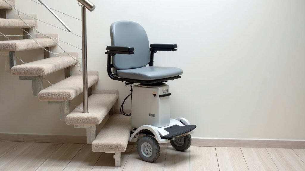 Plateforme pour fauteuil roulant montée sur un escalier en colimaçon à Joigny