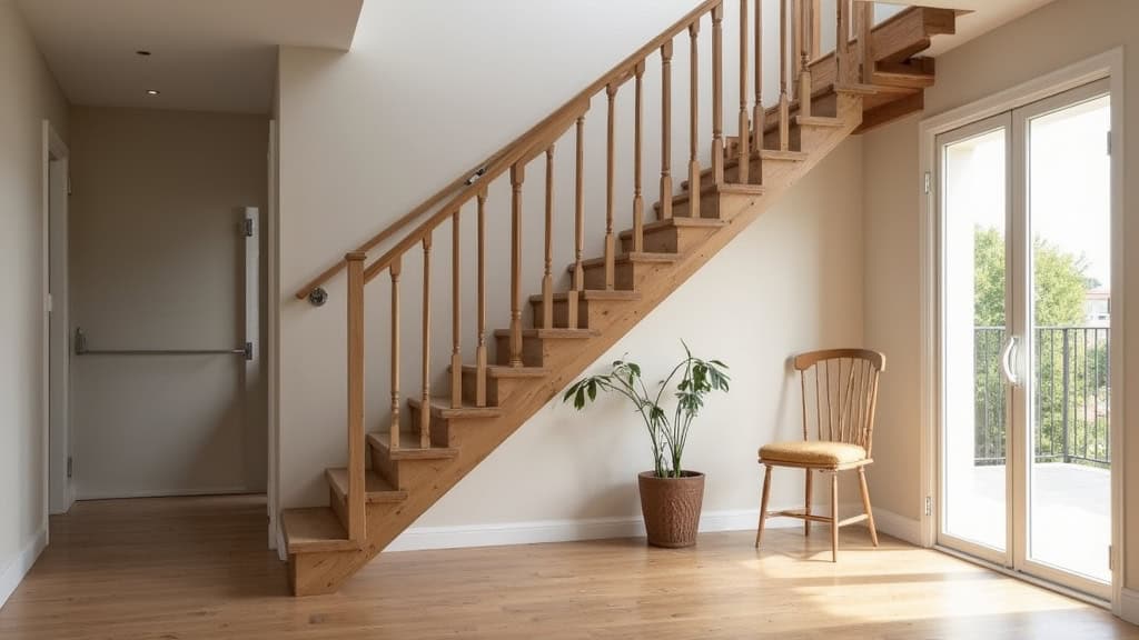 Monte-escalier droit installé sur un escalier en bois dans une maison typique de La Colle-sur-Loup