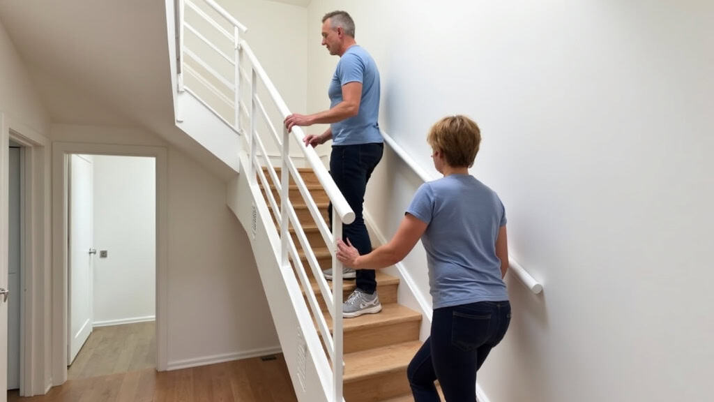 Personne âgée utilisant un monte-escalier à domicile à La Ferté-Saint-Aubin pour accéder à son étage avec facilité et sécurité