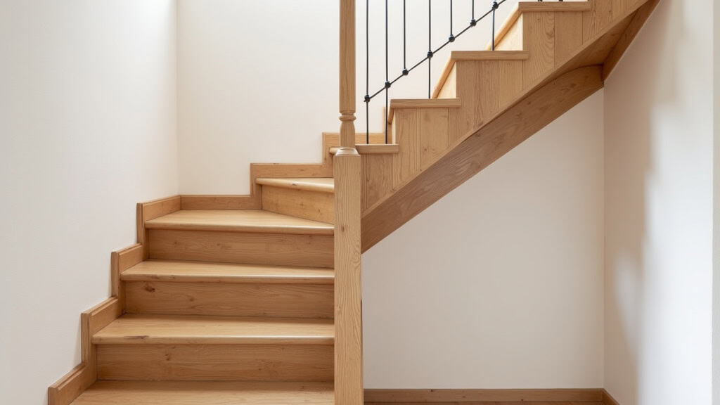 Monte-escalier droit installé dans un escalier en bois d