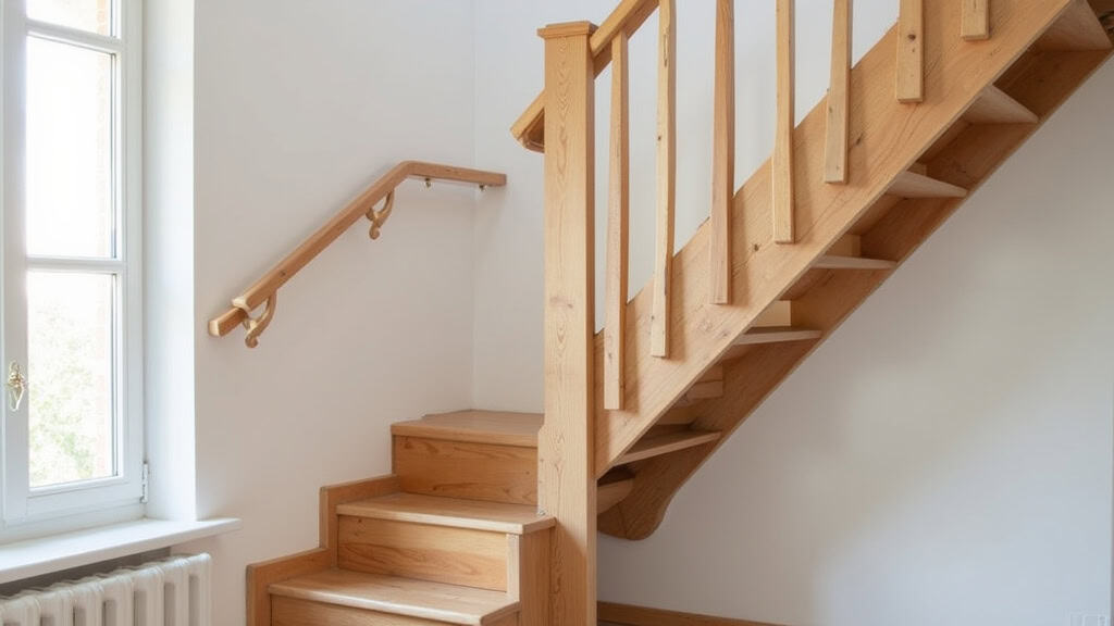 Monte-escalier droit installé sur un escalier en bois dans une maison traditionnelle à La Roche-Blanche, avec siège pliant et rail discret