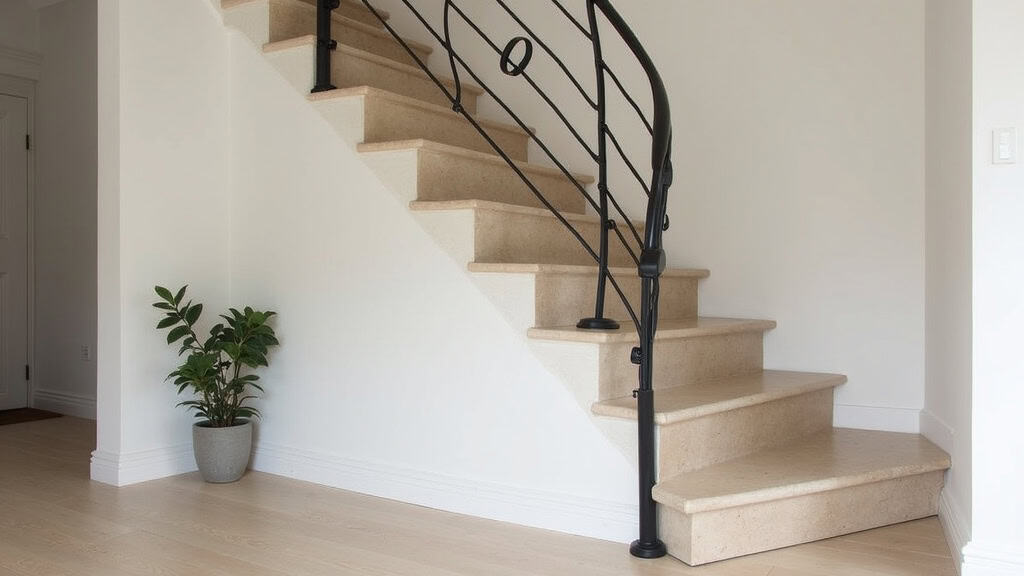 Monte-escalier droit installé sur un escalier en pierre à La Sauve, avec siège en tissu beige et rail noir discret