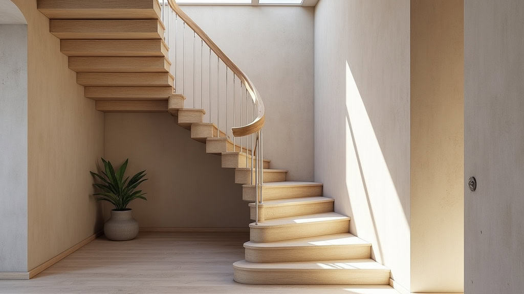 Monte-escalier courbe installé dans une maison à Langonnet, suivant les courbes de l