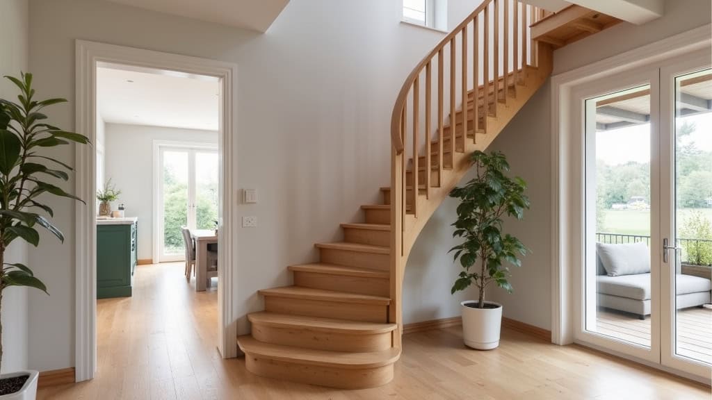 Monte-escalier droit installé sur un escalier intérieur en bois dans une maison traditionnelle à Lannilis