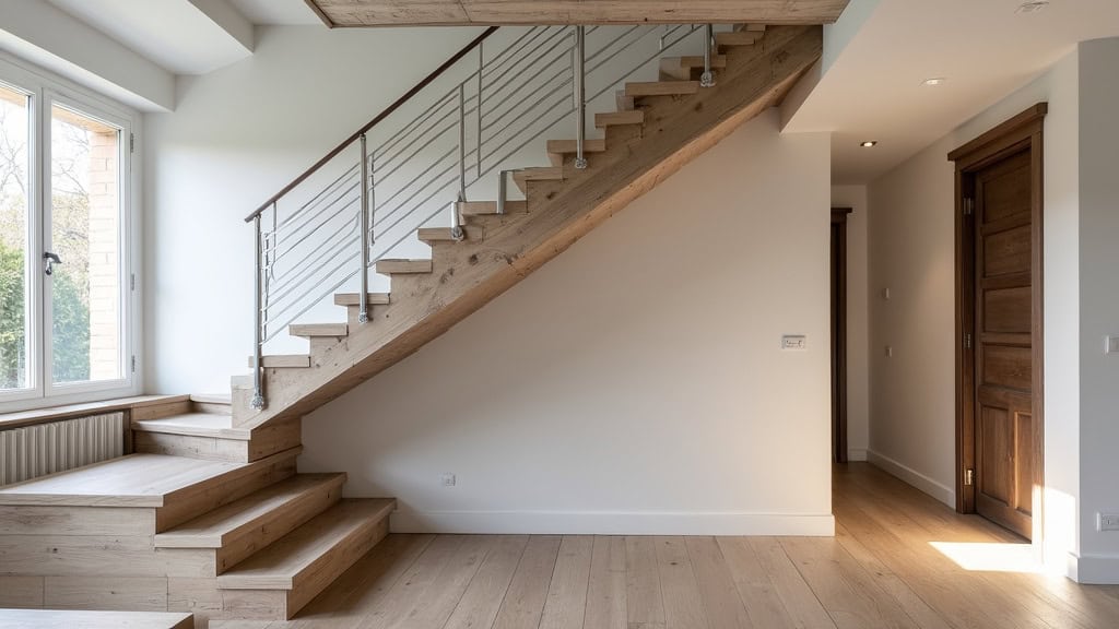Monte-escalier tournant avec rail personnalisé sur mesure pour escalier en L, installé dans une demeure ancienne de Lavérune
