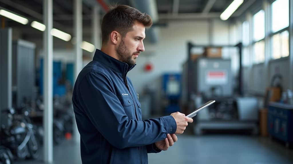 Technicien en train de faire la maintenance d