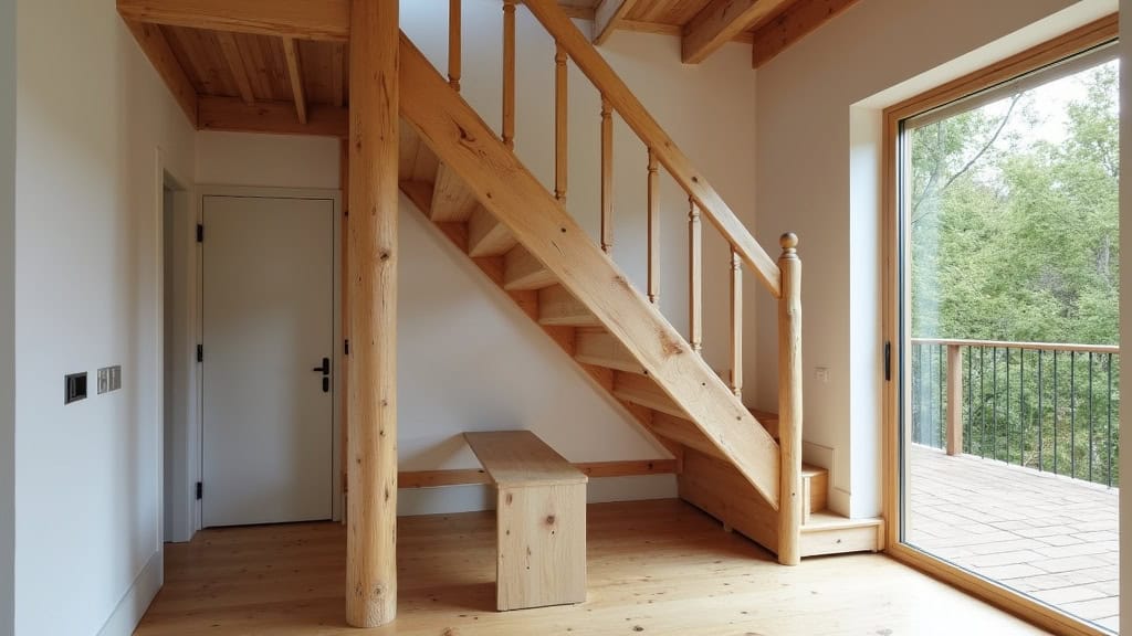 Monte-escalier droit installé sur un escalier en bois dans une maison traditionnelle de Le Bugue