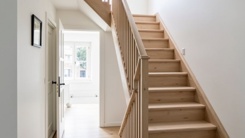 Monte-escalier courbe sur mesure installé sur un escalier avec virage et palier, dans une maison du quartier Saint-François au Havre