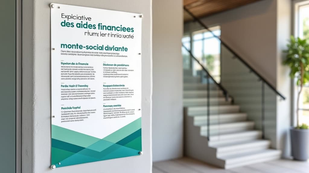 Affiche explicative des aides financières pour monte-escalier affichée au centre social de Le Houga