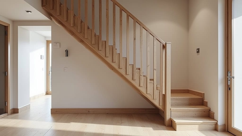 Monte-escalier droit installé sur un escalier en bois dans une maison typique de Le Meux