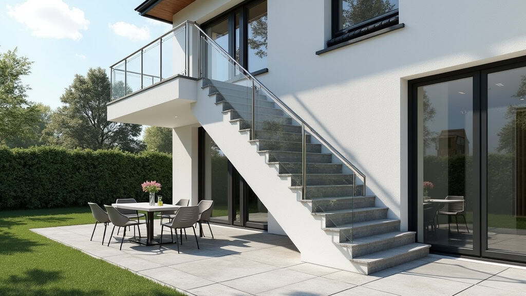 Monte-escalier extérieur en aluminium anodisé installé à l