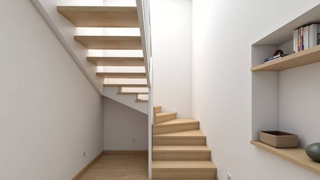 Monte-escalier installé dans un escalier droit d