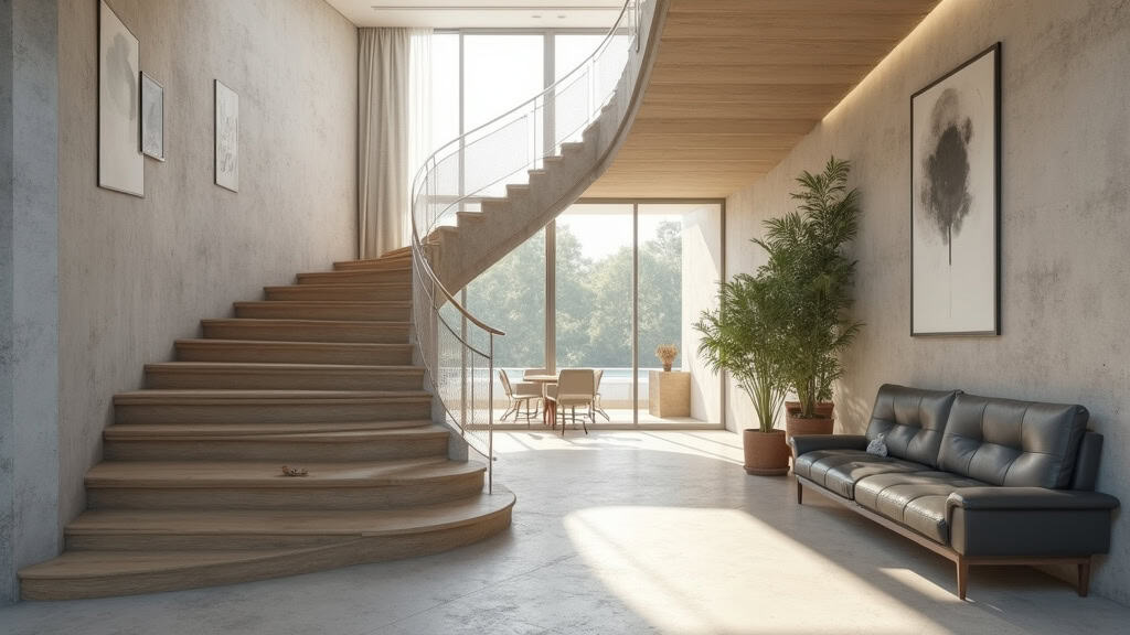 Monte-escalier tournant avec virage à l