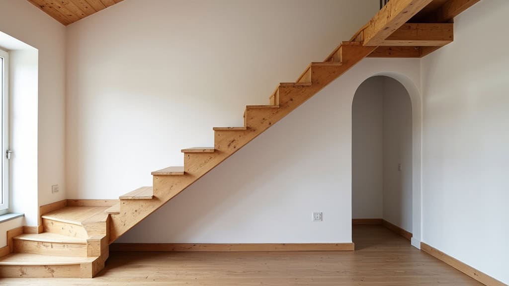 Monte-escalier droit installé sur un escalier en bois dans une maison typique des Tourrettes
