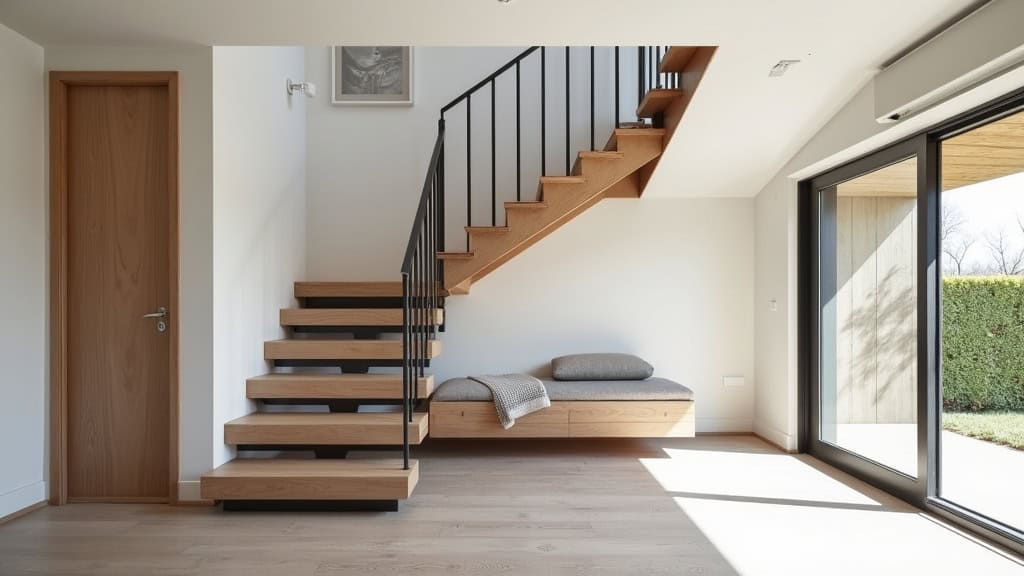 Monte-escalier droit installé dans une maison à Leyment, intégré harmonieusement à l