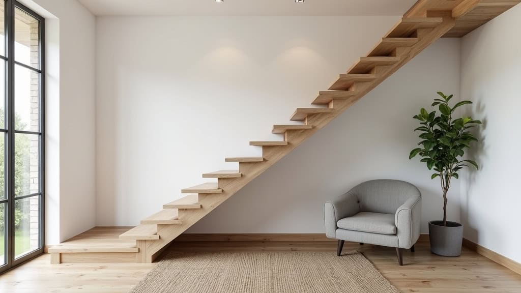 Monte-escalier droit installé dans une maison typique de Locon avec escalier rectiligne