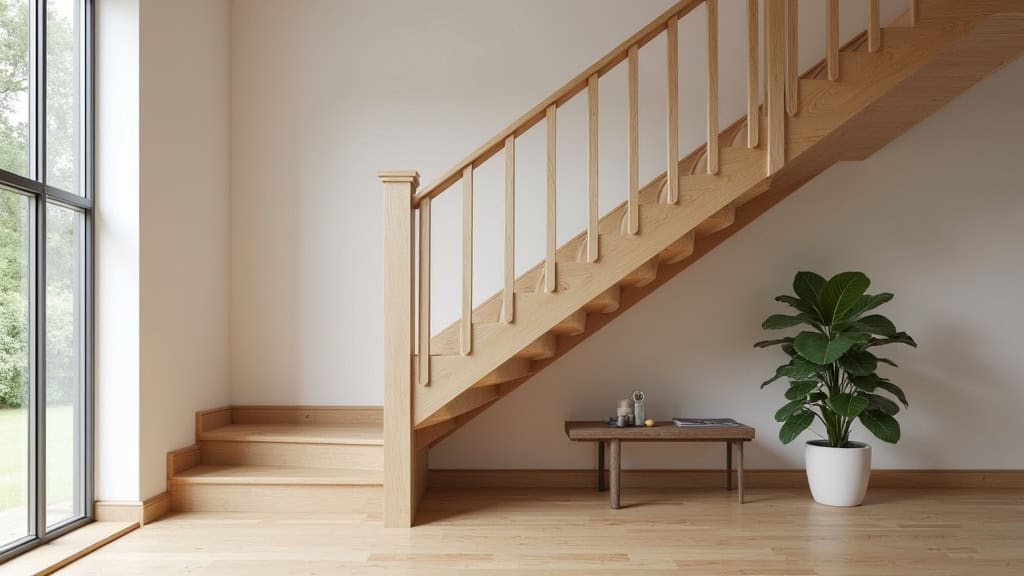 Monte-escalier droit installé sur un escalier en bois dans une maison typique de Longueil-Annel