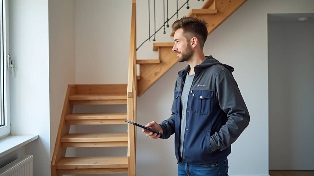Technicien en train d’installer un monte escalier à Luçon