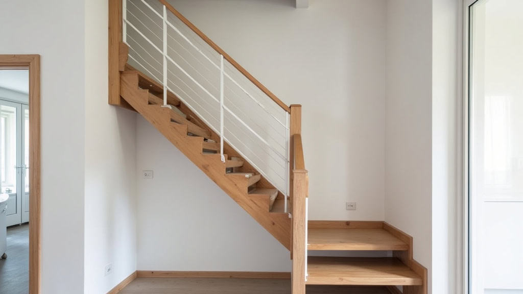 Monte-escalier droit installé sur un escalier en bois à Malicorne-sur-Sarthe, avec siège gris et rail blanc, intégré harmonieusement à l’intérieur d